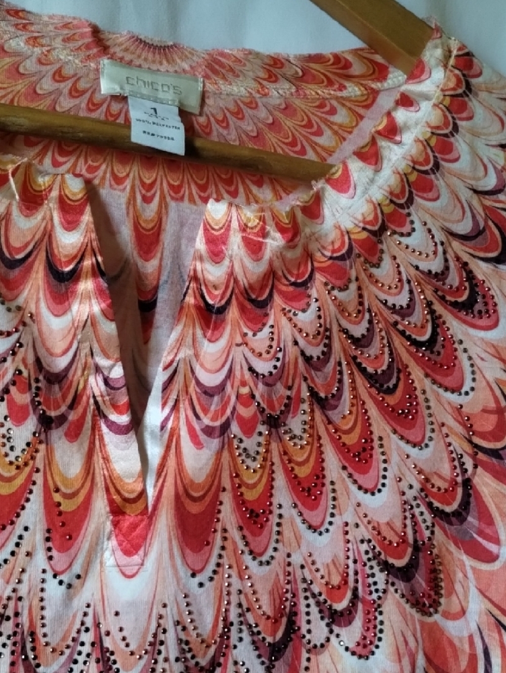 Chico's Pink Multi-Patterned Keyhole Tunic - Picture 7 of 14